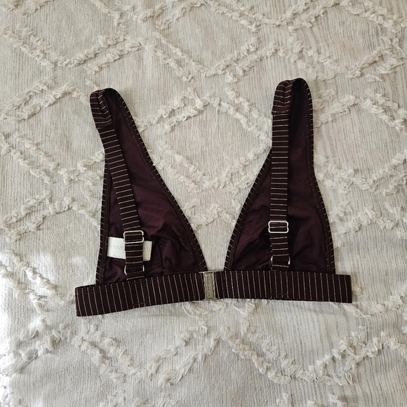 Zimmermann Maroon And Gold Pin Striped Bikini Top Size 1 (US 4-6) - Picture 3 of 8